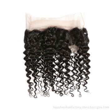 Huashuo Highest Discounts Pre Plucked Natural Hairline Exquisite Workmanship Cost Effective Deep Wave 360 Lace Frontal